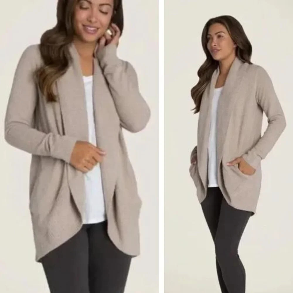 Barefoot Dreams Tan CozyChic Lite® Circle Cardigan Sweater - 22329
